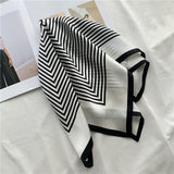 Load image into Gallery viewer, White Black Silk Scarf Lightweight 21 inch 12 momme