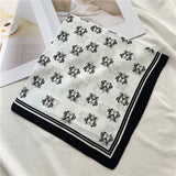 Load image into Gallery viewer, White Black Silk Scarf Lightweight 21 inch 12 momme