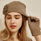 Charger l&#39;image dans la galerie, Ensembles de gants en cachemire avec chapeau en cachemire rose tricoté
