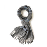 Load image into Gallery viewer, Blue Color Cashmere Plaid Fringe Scarf