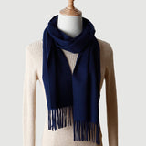 Load image into Gallery viewer, Water Pattern Navy Blue Cashmere Scarf