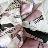 Cargar imagen en el visor de la galería, Bufanda de seda estampada rosa Bufanda de seda floral - 12 momme