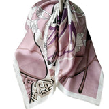 Load image into Gallery viewer, Pink Printed Silk Scarf Floral Silk Scarf - 12 momme