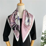Load image into Gallery viewer, Pink Printed Silk Scarf Floral Silk Scarf - 12 momme