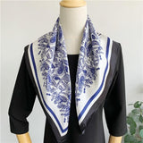 Load image into Gallery viewer, Blue Vintage  Fashion Mulberry Silk Square Scarf