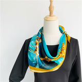 Cargar imagen en el visor de la galería, Pañuelo de seda cuadrado con pintura de lujo 100% para mujer