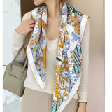 Load image into Gallery viewer, Elegant White Twilly Mulberry Silk Square Scarf 35 inch 14 momme