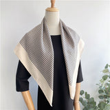 Load image into Gallery viewer, Houndstooth Black and White French Twill Silk Square Scarf 35 inch 14 momme