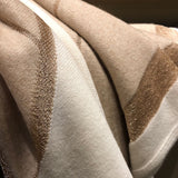 Load image into Gallery viewer, Beige Knitted 100s Cashmere Wrap with Gold Silk