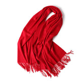 Laden Sie das Bild in den Galerie-Viewer, Roter Kaschmir-Schal mit wasserwelligen Fransen