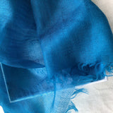 Charger l&#39;image dans la galerie, Châle en cachemire léger bleu 300S