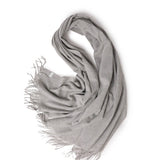 Load image into Gallery viewer, Grey Cashmere Water Ripple Fringe Shawl