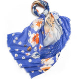 Cargar imagen en el visor de la galería, Bufanda ligera de cachemira de los años 100 con estampado azul