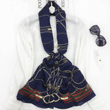 Charger l&#39;image dans la galerie, Grand foulard en soie bleu 70x25 pouces
