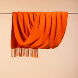 Cargar imagen en el visor de la galería, Bufanda tipo manta cruzada de cachemira naranja