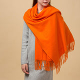 Load image into Gallery viewer, Orange Cashmere Wrap Blanket Scarf