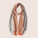 Laden Sie das Bild in den Galerie-Viewer, Mehrfarbiger Schal aus reinem Kaschmir in Dunkelorange und Orange