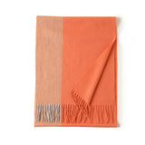 Laden Sie das Bild in den Galerie-Viewer, Mehrfarbiger Schal aus reinem Kaschmir in Dunkelorange und Orange