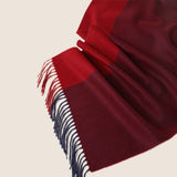 Cargar imagen en el visor de la galería, Bufanda multicolor con panel de pura cachemira rojo vino