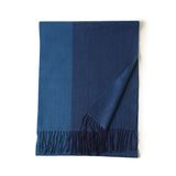 Cargar imagen en el visor de la galería, Bufanda multicolor con panel de pura cachemira azul
