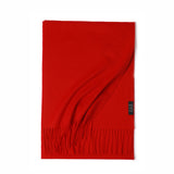 Cargar imagen en el visor de la galería, Bufanda roja con flecos ondulados de agua de cachemira