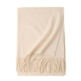 Load image into Gallery viewer, Beige Cashmere Water Ripple Fringe Shawl