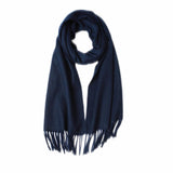 Load image into Gallery viewer, Blue Cashmere Water Ripple Fringe Scarf