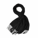 Cargar imagen en el visor de la galería, Bufanda con flecos ondulados de agua de cachemira negra