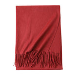 Load image into Gallery viewer, Red Cashmere Water Ripple Fringe Shawl