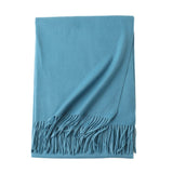 Load image into Gallery viewer, Cyan Cashmere Water Ripple Fringe Shawl