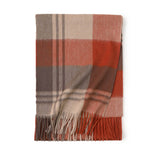 Load image into Gallery viewer, Red Cashmere Plaid Fringe Scarf