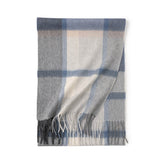 Load image into Gallery viewer, Blue Color Cashmere Plaid Fringe Scarf